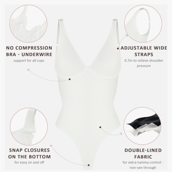 FEELINGIRL white underwire shapewear thong Bodysuit size XL NWT - Picture 5 of 6